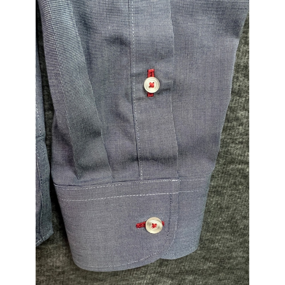 UNTUCKit Pro-Cesare Mens Large Slim Fit Wrinkle Free Navy Button Down Shirt - Picture 5 of 11